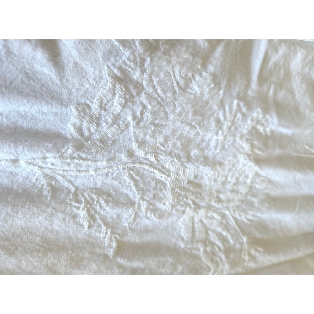 Simply Shabby Chic White Embroidered Floral 100% Cotton Queen Duvet Cover Button - Picture 7 of 9